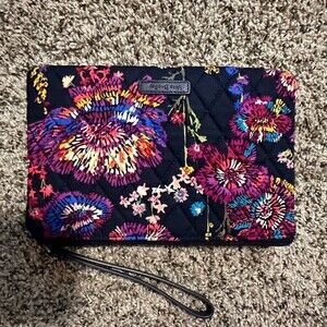 Vera Bradley 8 1/2” Wristlet - Black/Purple Floral